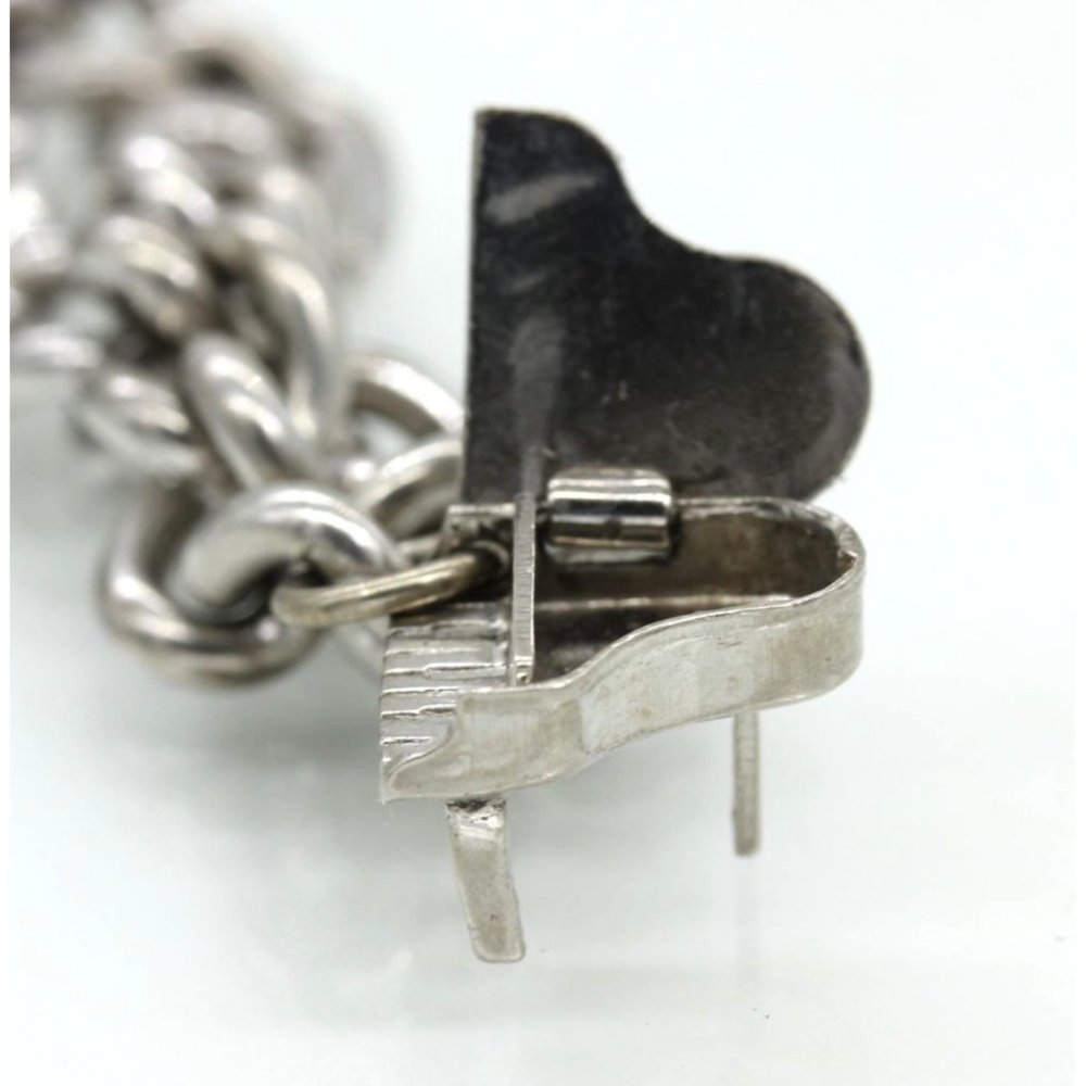 925 STERLING Baby Grand PIANO music charm bracelet 1961 VINTAGE 26.9 grams 7"